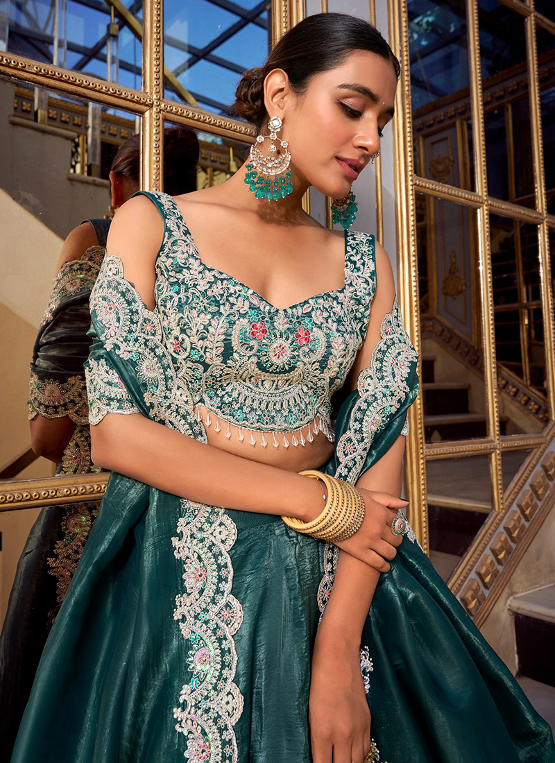 Gold Crush Bridal Lehenga Choli with Jarkan Diamond & Embroidery Work